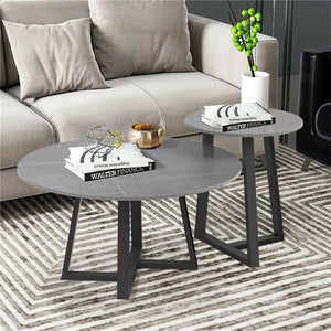 Ronde Marmeren Salontafel - Set van 2